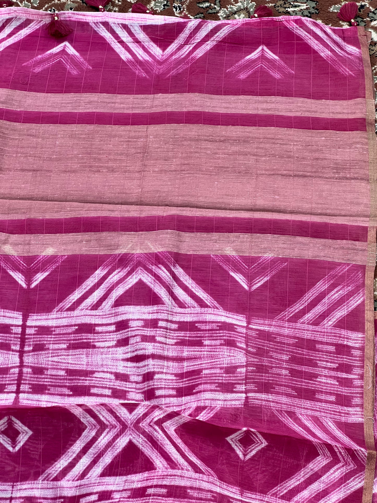 Pink Shibori Silk Cotton Saree