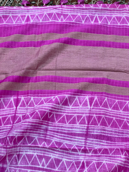 Pink Shibori Silk Cotton Saree