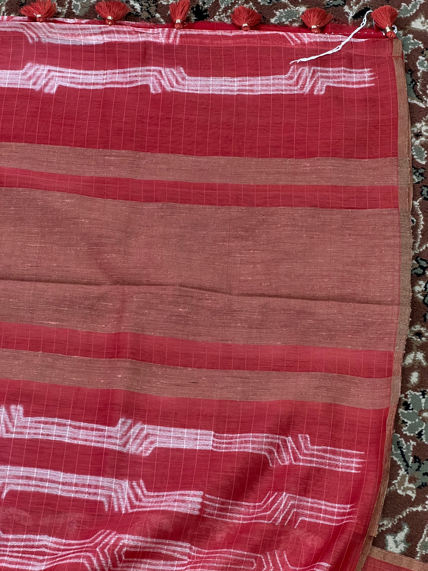 Red Shibori Cotton Silk Saree