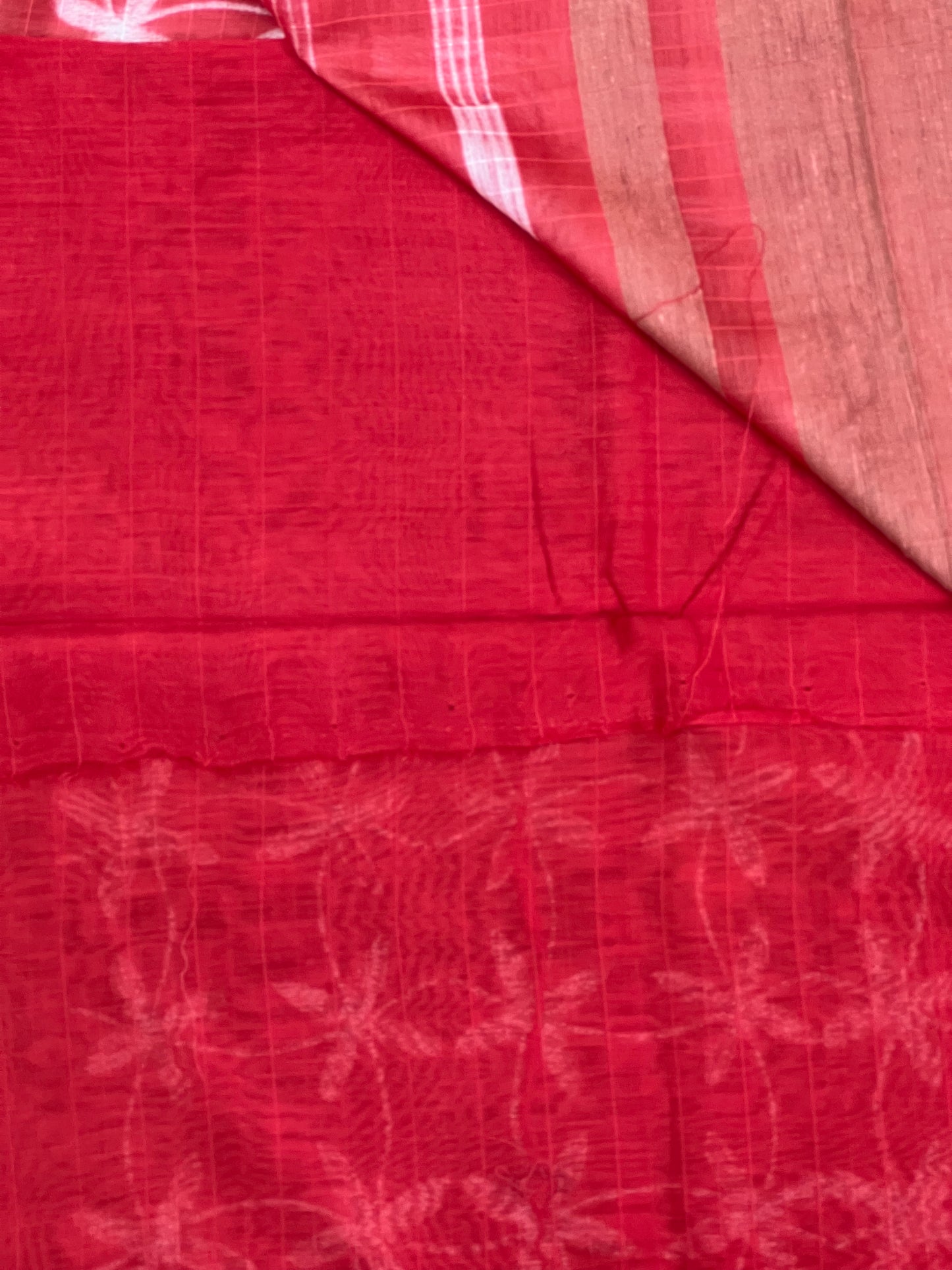 Red Shibori Cotton Silk Saree