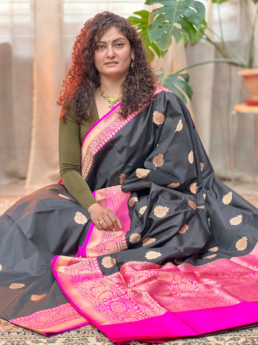 Black Banarasi Silk Saree