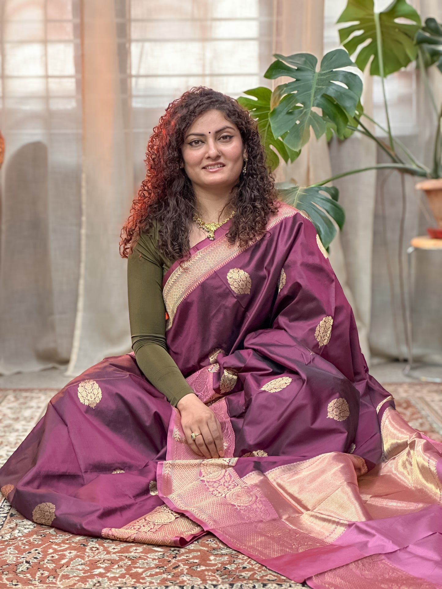 Magenta Banarasi Silk Saree