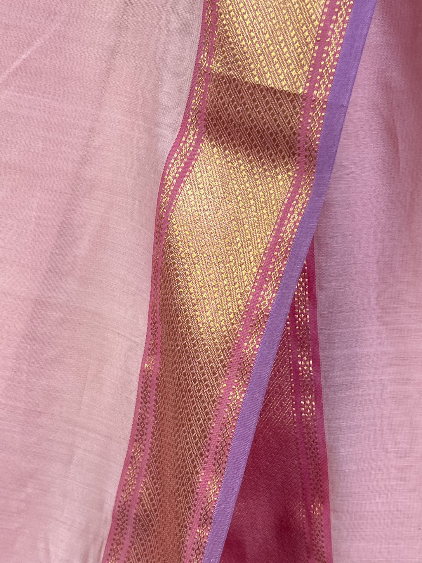 Pink Maheshwari Silk cotton Saree