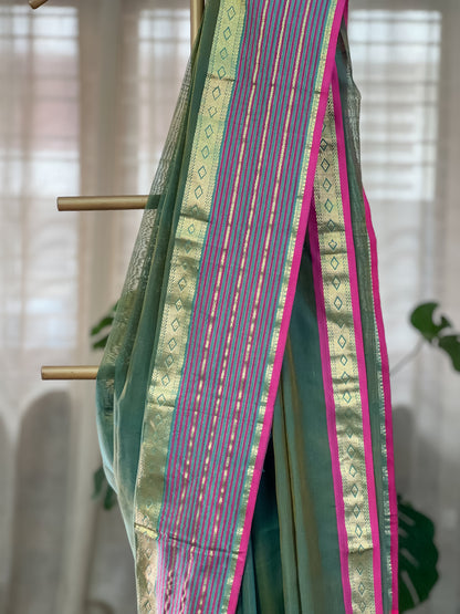 Green Maheshwari Silk Cotton Saree