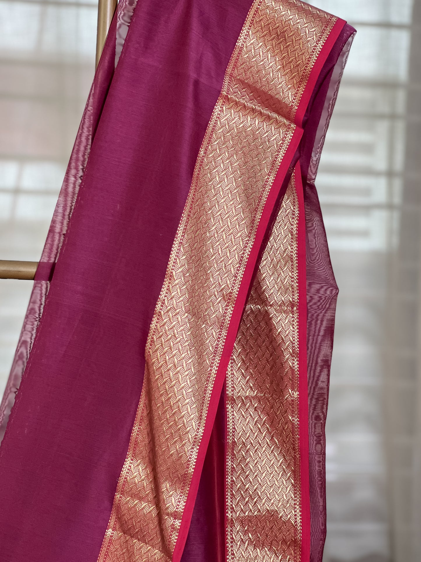 Maroon Maheshwari Silk Cotton Saree