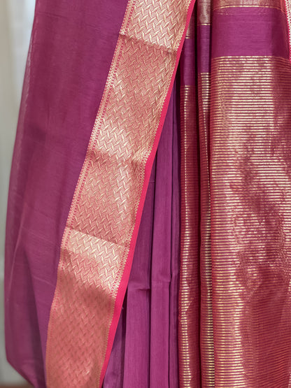 Maroon Maheshwari Silk Cotton Saree