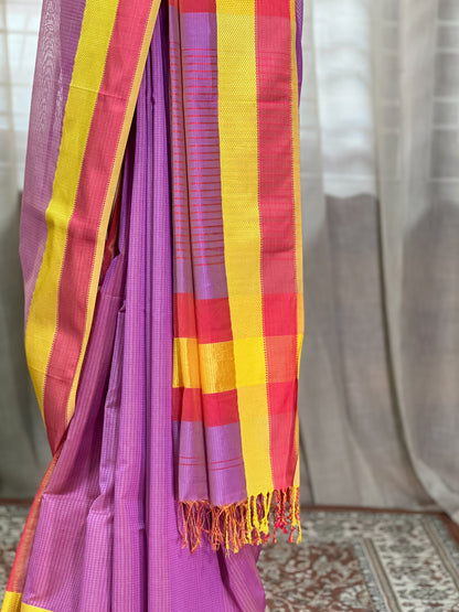 Purple Maheshwari Silk Cotton Saree