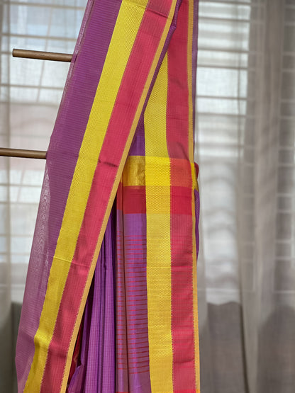 Purple Maheshwari Silk Cotton Saree