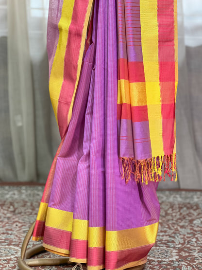 Purple Maheshwari Silk Cotton Saree