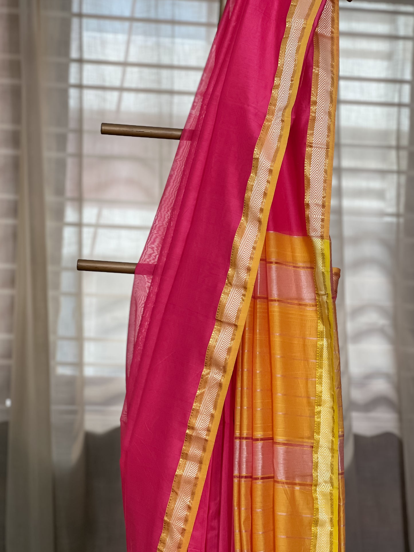 Pink Maheshwari Silk Cotton Saree