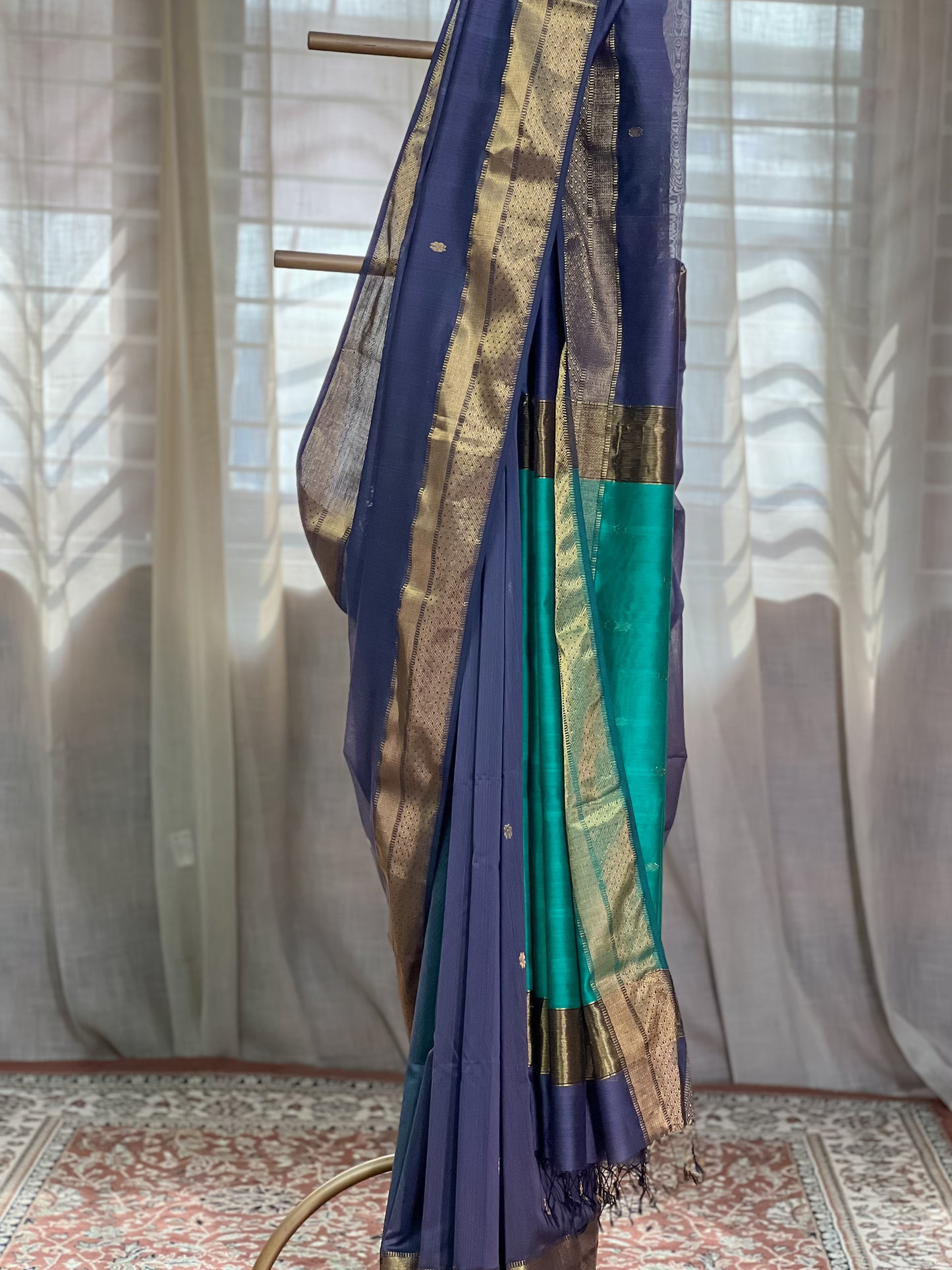 Grey  Maheshwari Cotton Silk Saree