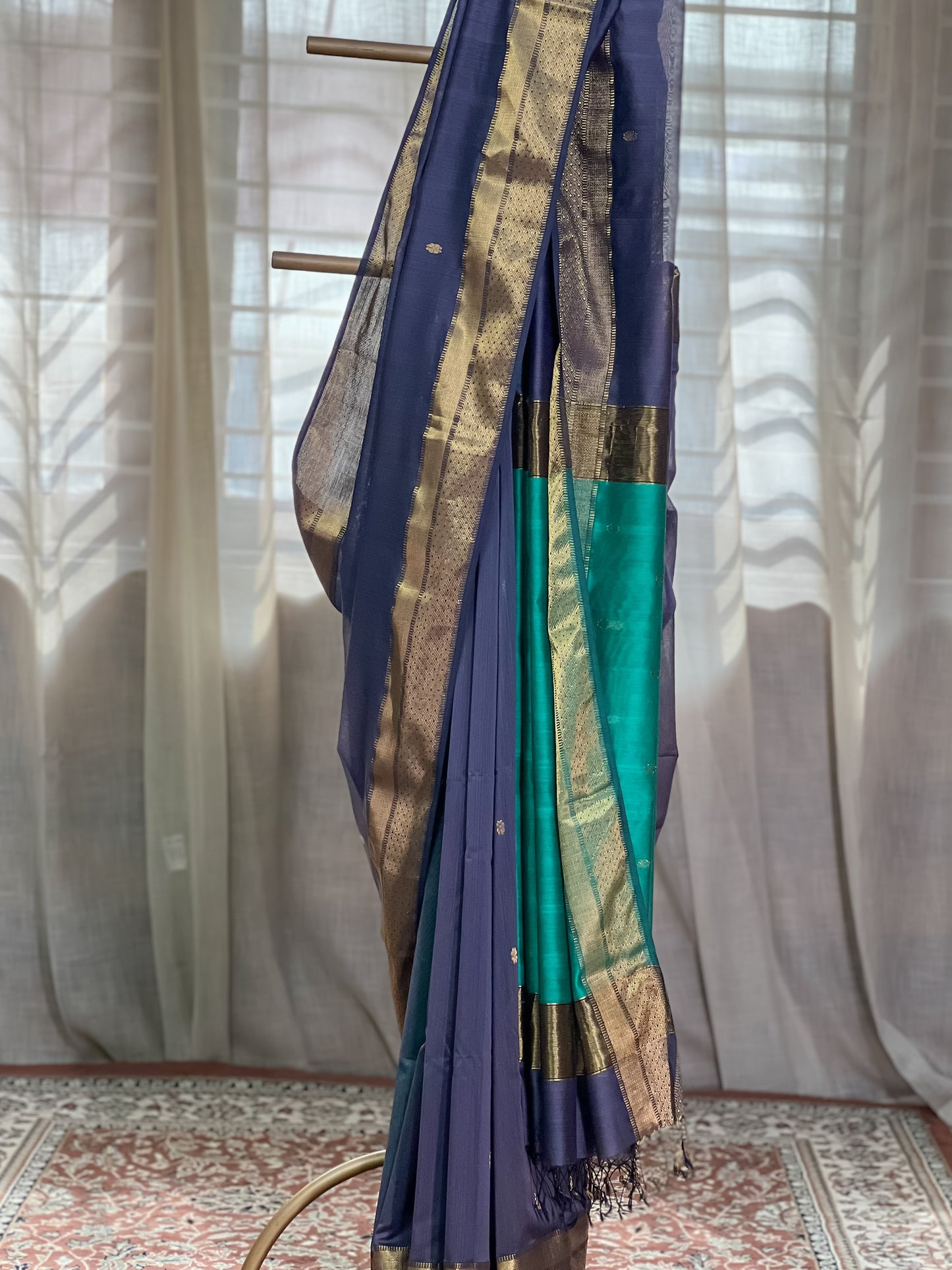 Grey  Maheshwari Cotton Silk Saree