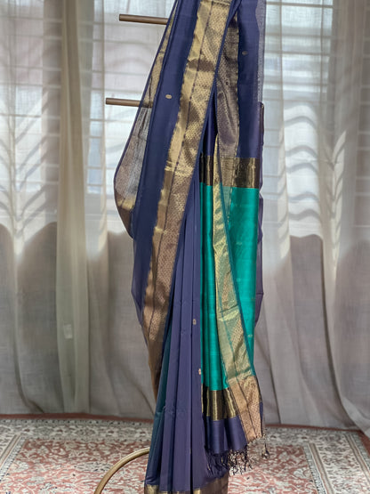 Grey  Maheshwari Cotton Silk Saree