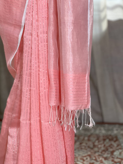 Pink Maheshwari Silk Cotton Saree