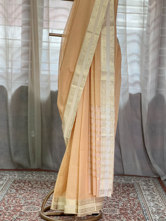 Peach Maheshwari Cotton Saree