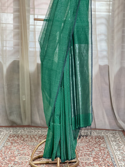 Green Maheshwari Silk Cotton Saree