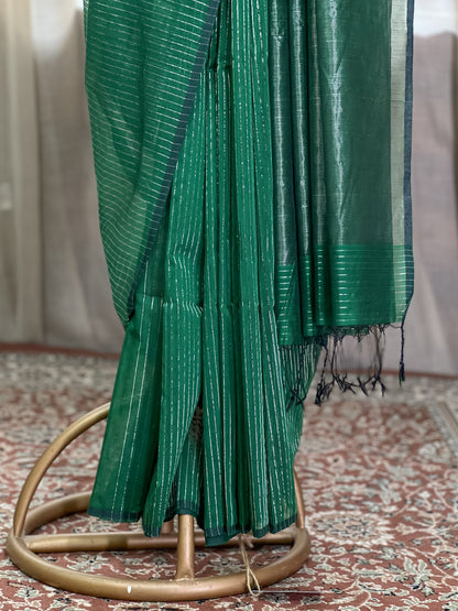 Green Maheshwari Silk Cotton Saree