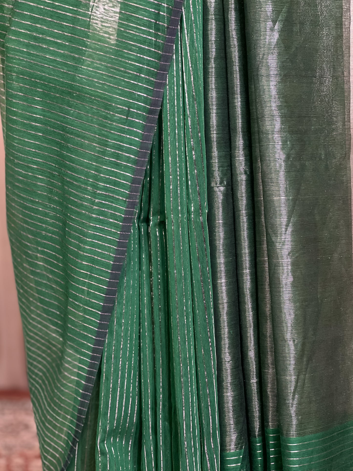 Green Maheshwari Silk Cotton Saree