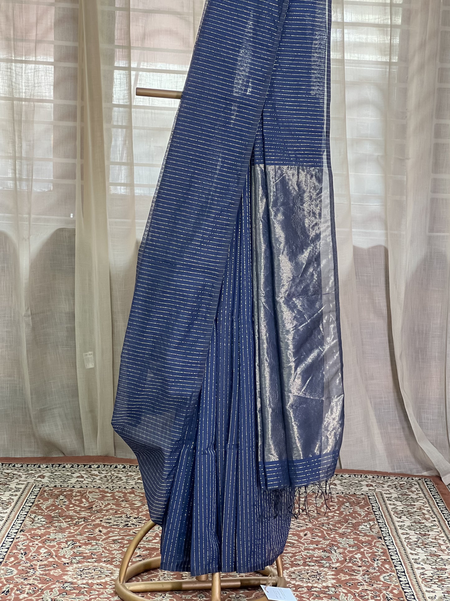 Blue Maheshwari Silk Cotton Saree