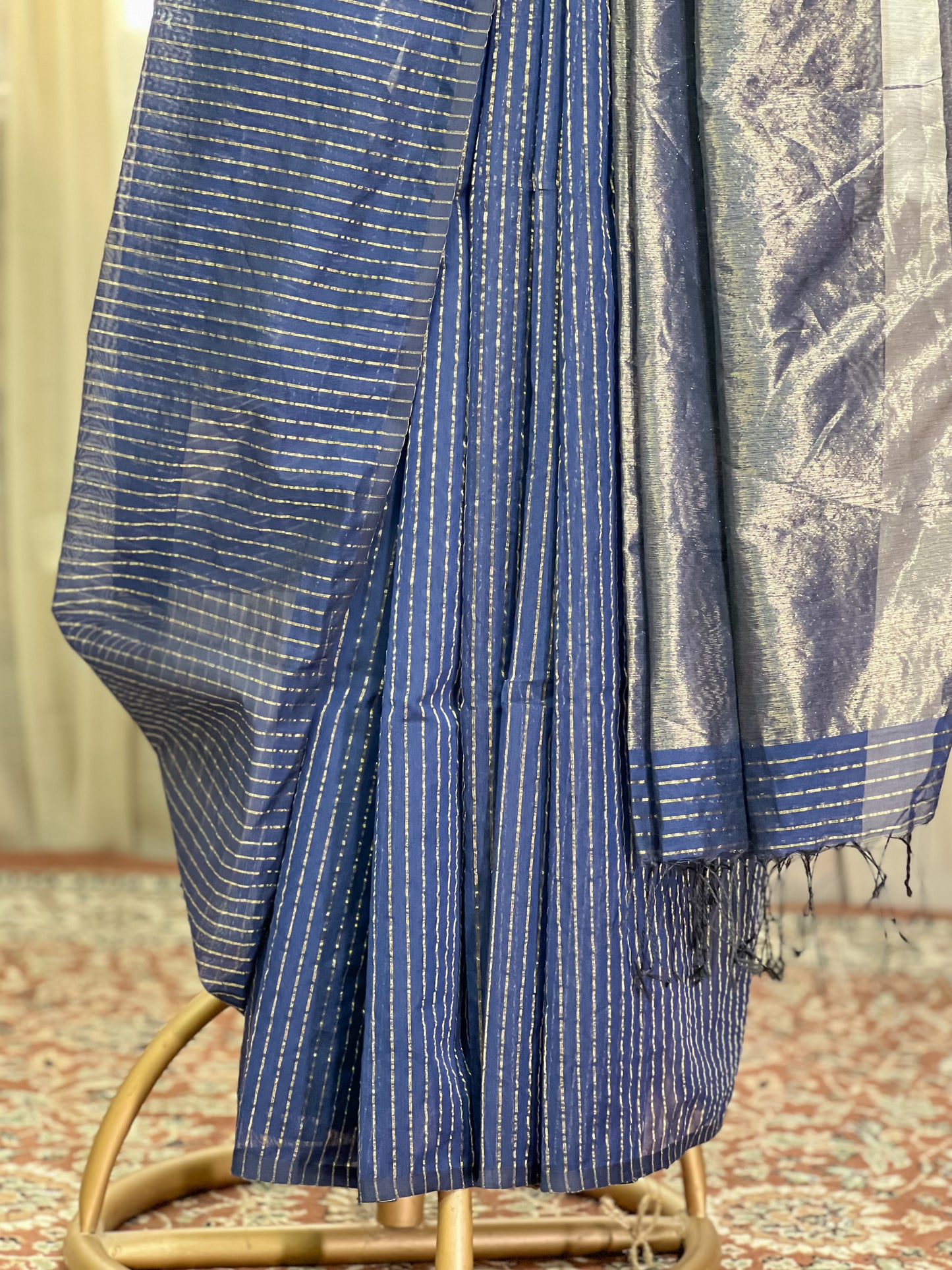 Blue Maheshwari Silk Cotton Saree