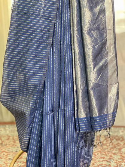 Blue Maheshwari Silk Cotton Saree