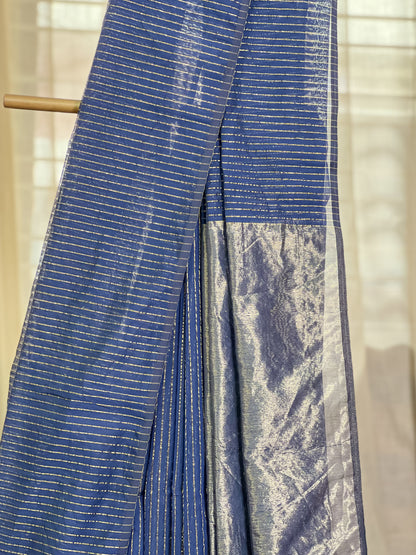 Blue Maheshwari Silk Cotton Saree