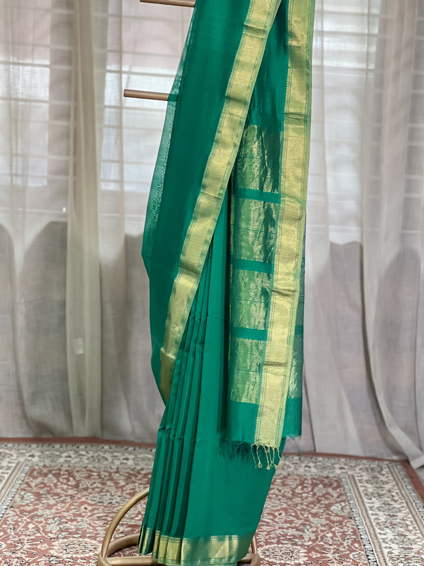 Green Maheshwari Silk Cotton Saree