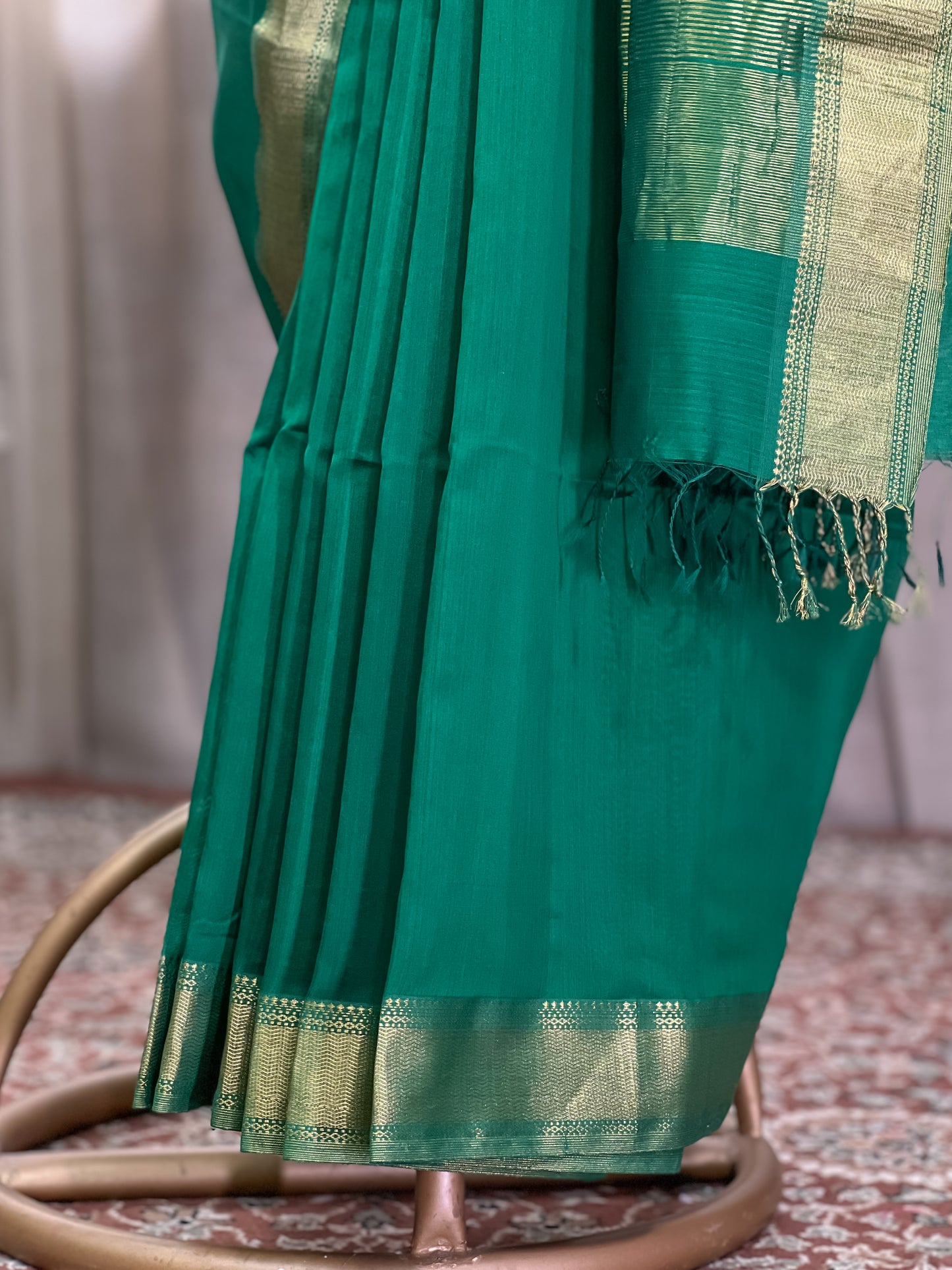 Green Maheshwari Silk Cotton Saree