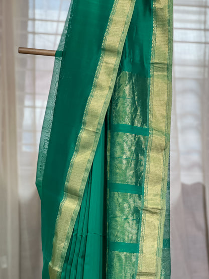 Green Maheshwari Silk Cotton Saree