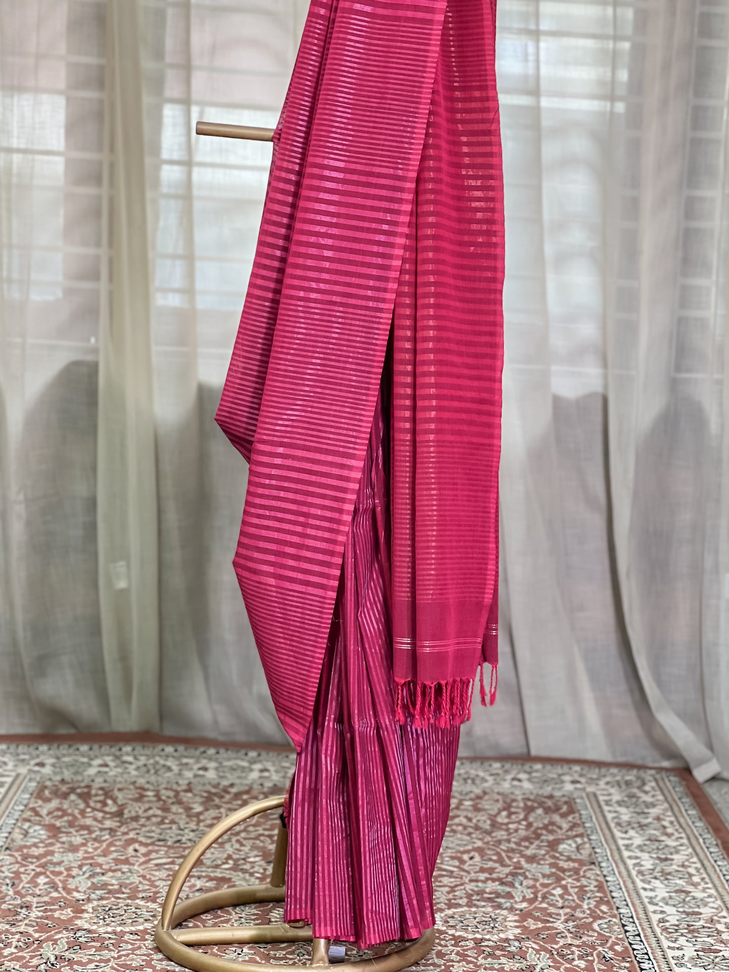 Red Maheshwari Cotton Saree