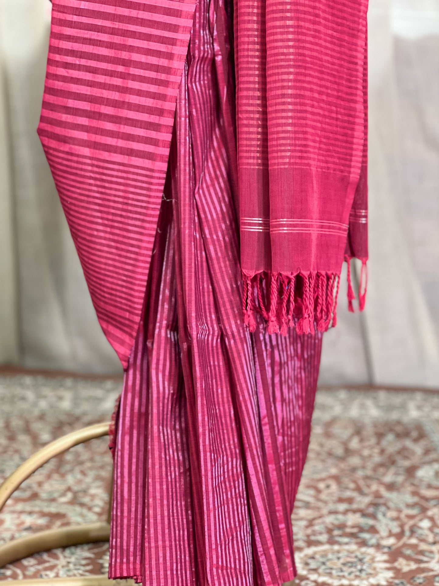 Red Maheshwari Cotton Saree