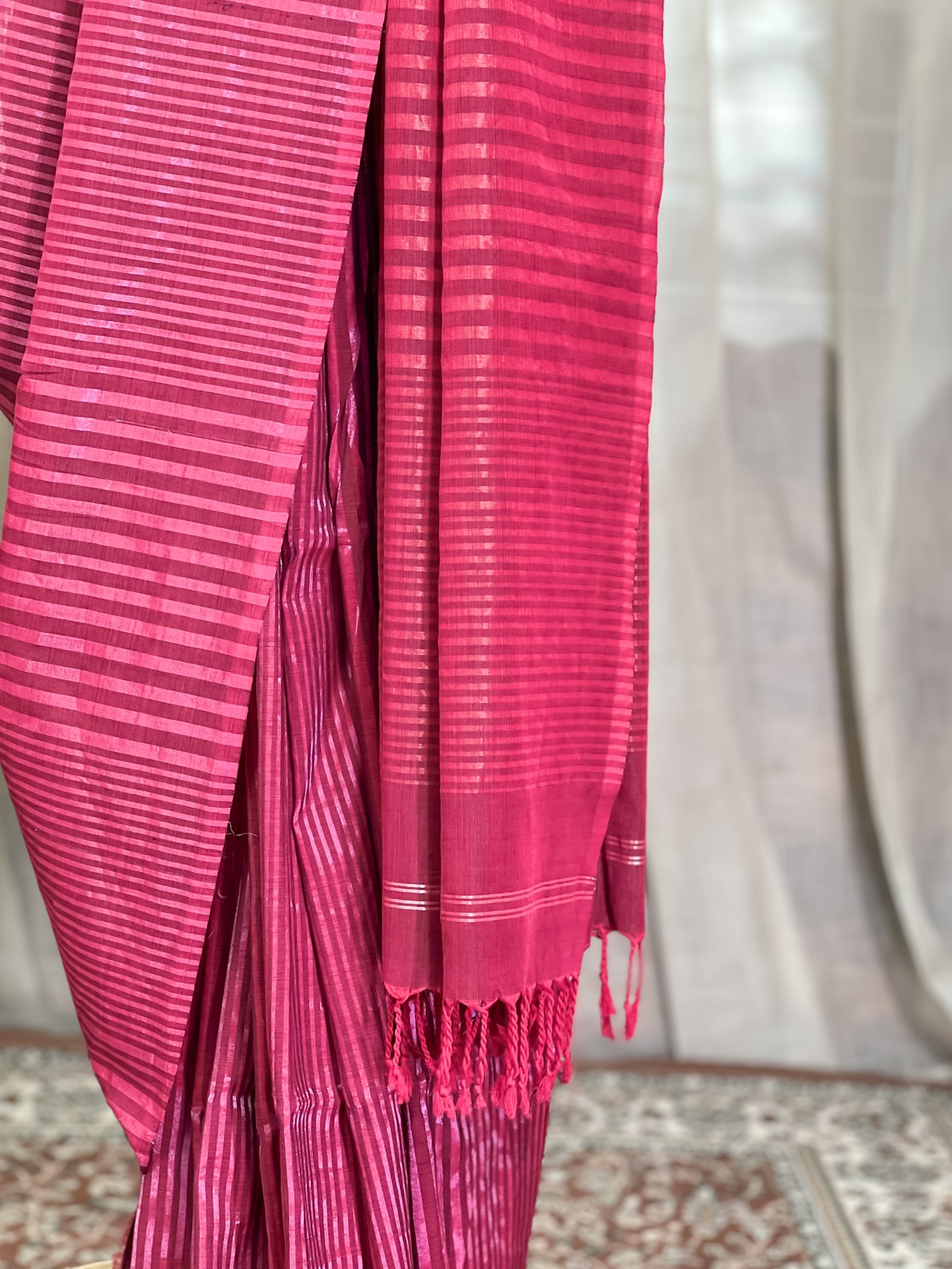 Red Maheshwari Cotton Saree