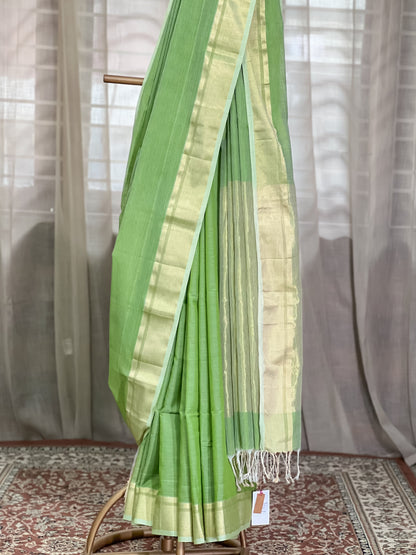 Green Maheshwari Silk Cotton Saree