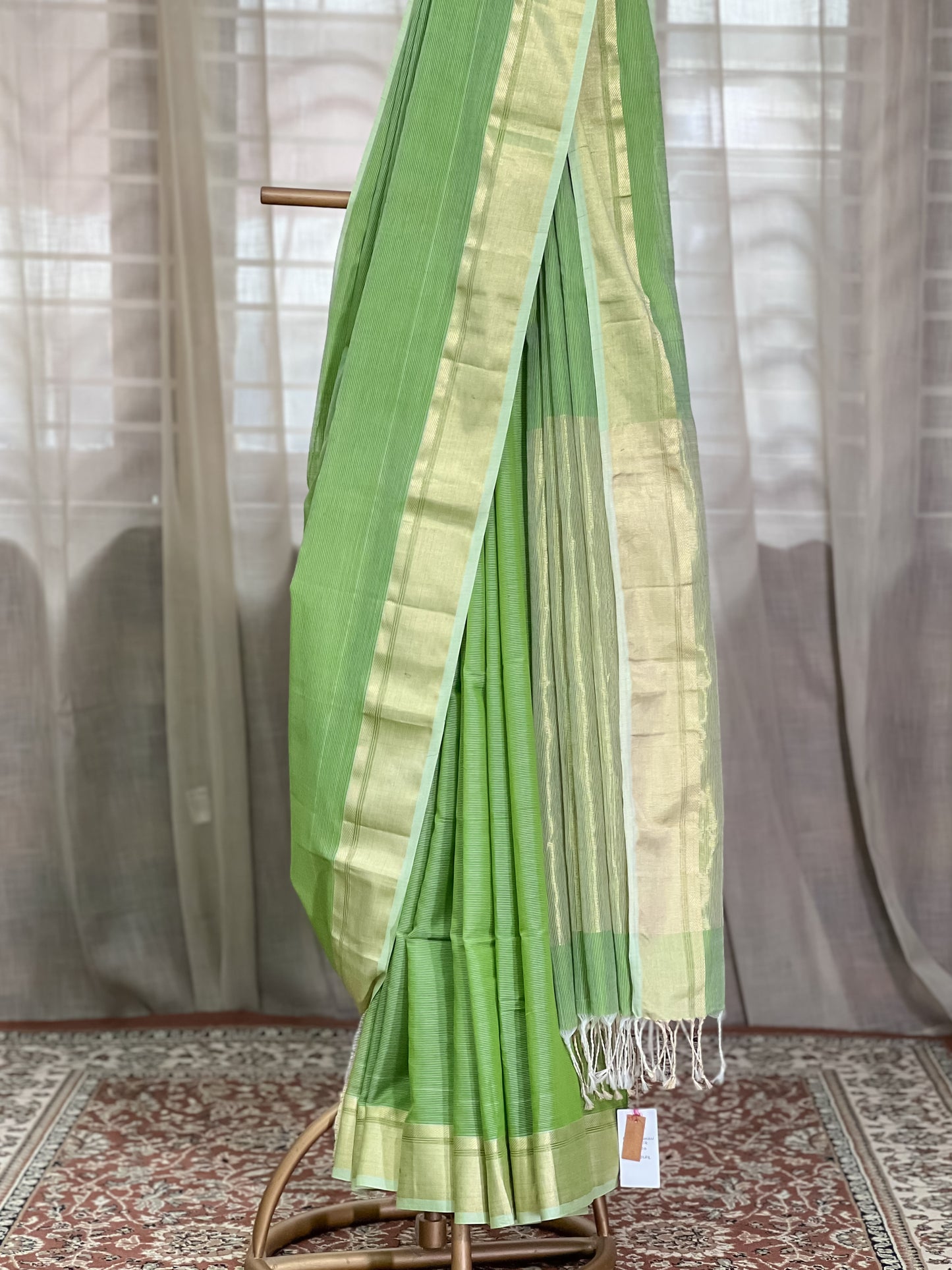 Green Maheshwari Silk Cotton Saree