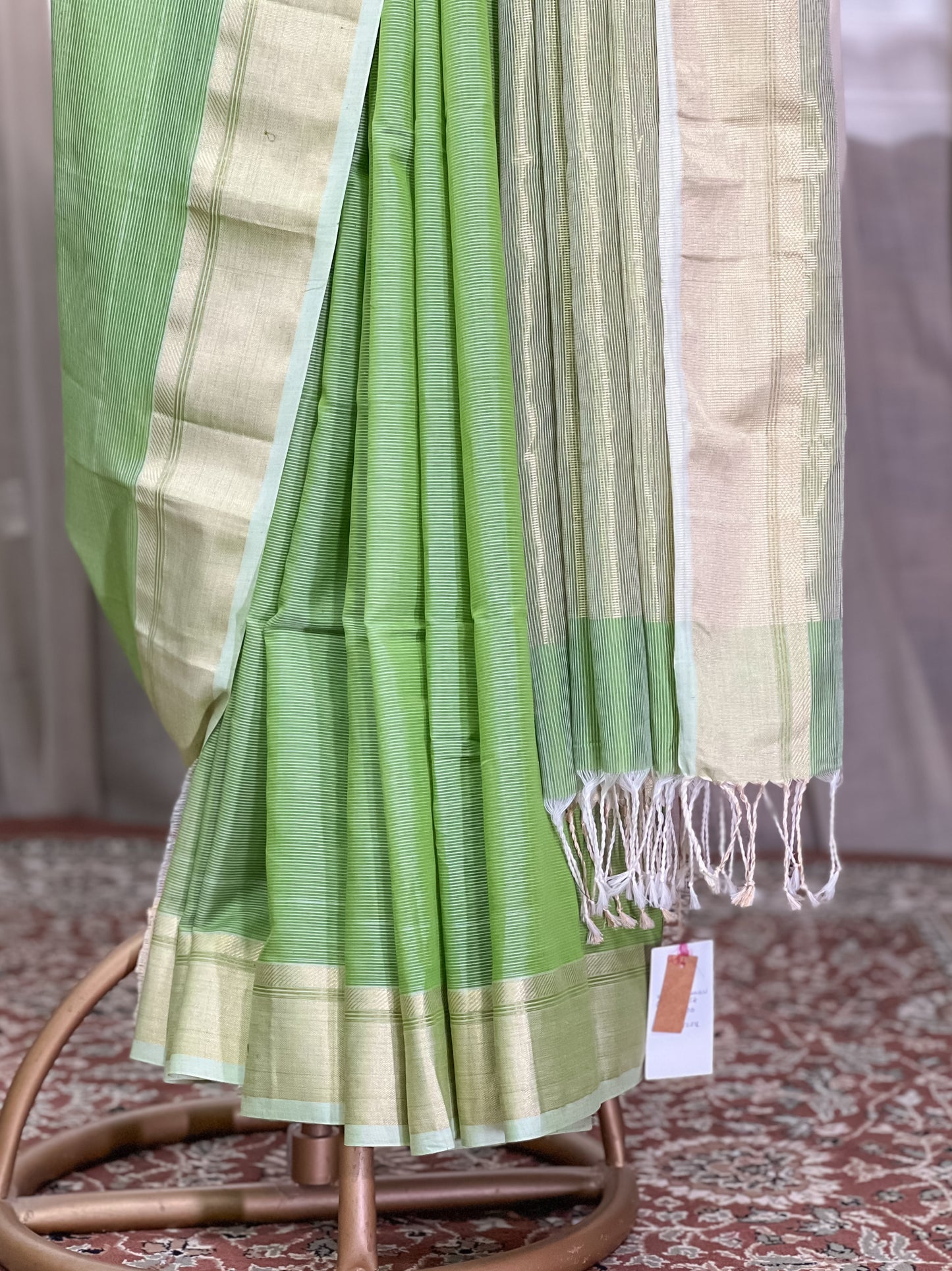 Green Maheshwari Silk Cotton Saree