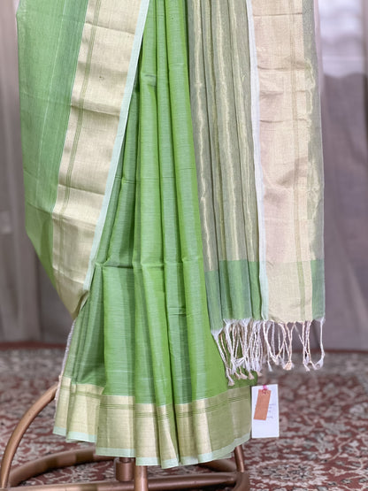 Green Maheshwari Silk Cotton Saree