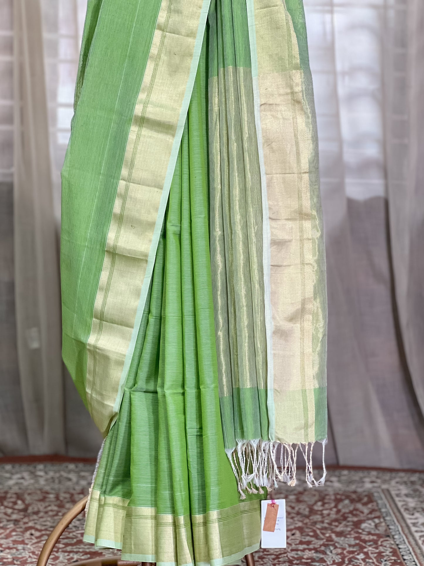 Green Maheshwari Silk Cotton Saree