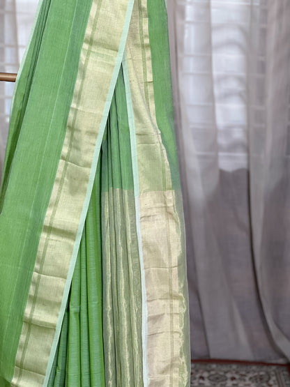 Green Maheshwari Silk Cotton Saree