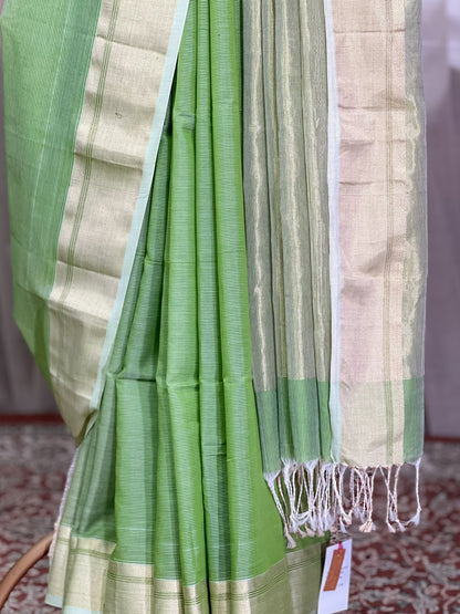 Green Maheshwari Silk Cotton Saree