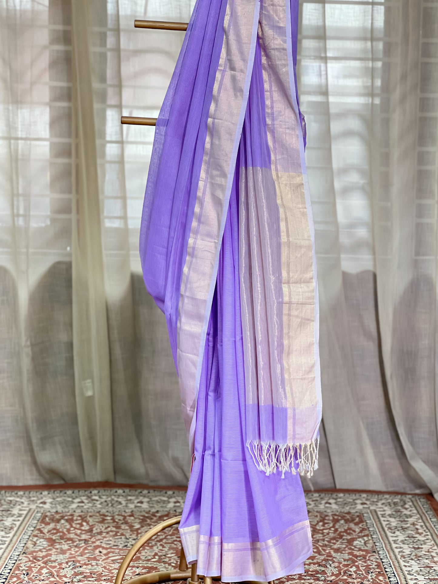 Purple Maheshwari Silk Cotton Saree