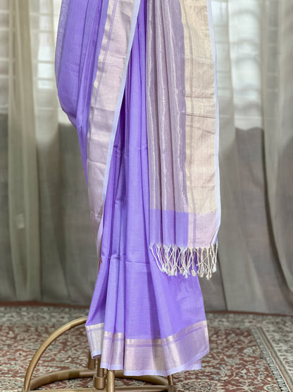 Purple Maheshwari Silk Cotton Saree