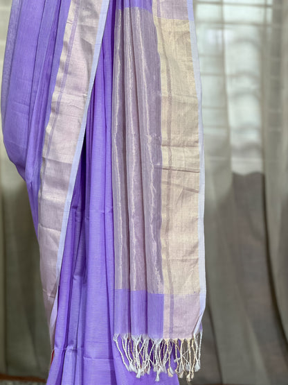 Purple Maheshwari Silk Cotton Saree