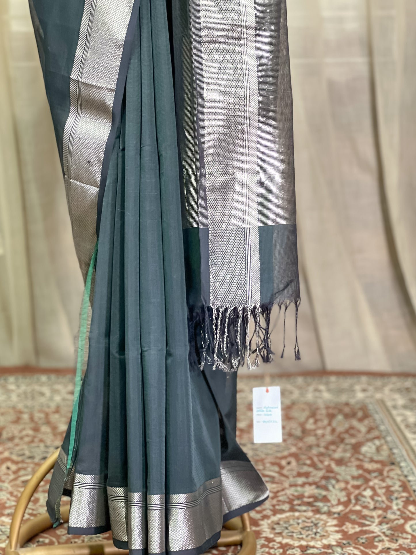 Green Maheshwari Silk Cotton Saree