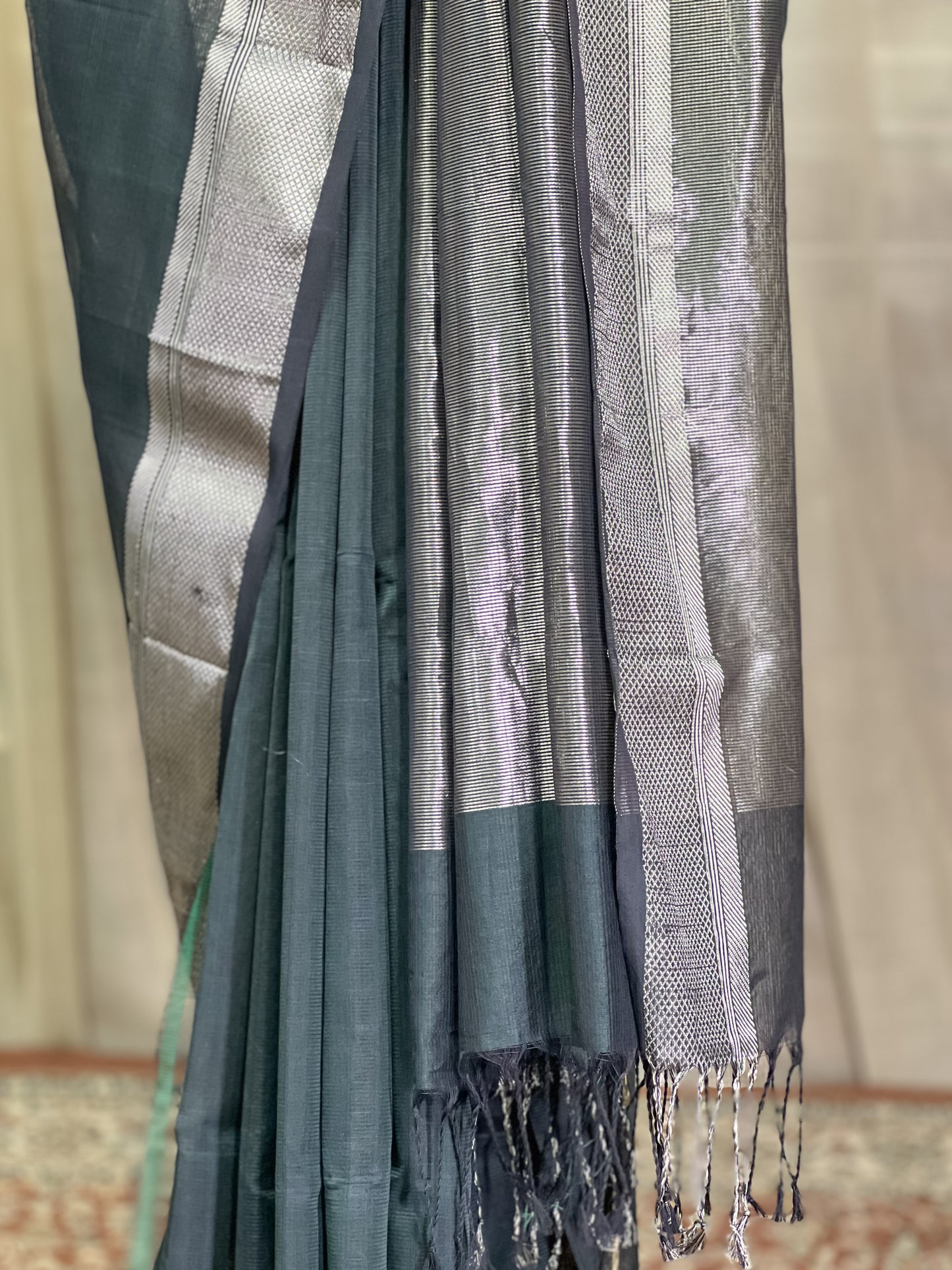 Green Maheshwari Silk Cotton Saree