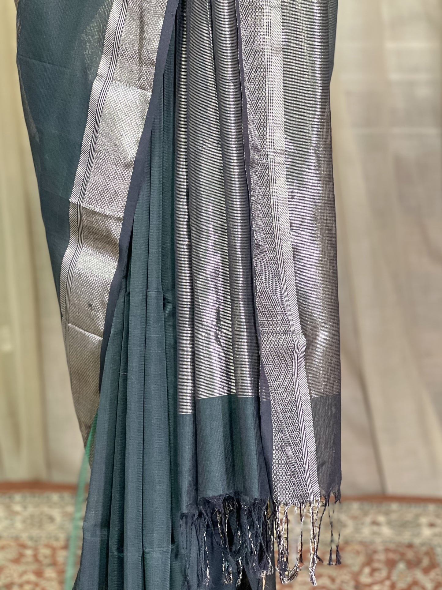 Green Maheshwari Silk Cotton Saree