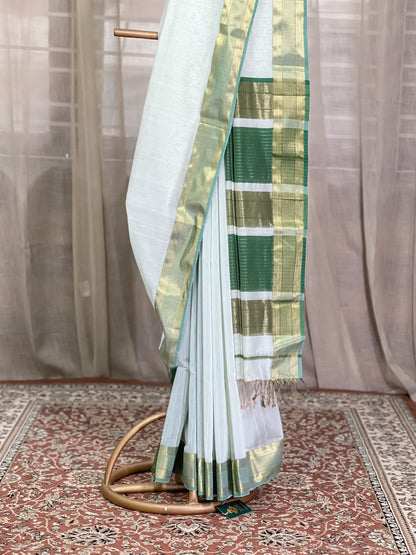 Mint Green Maheshwari Silk Cotton Saree