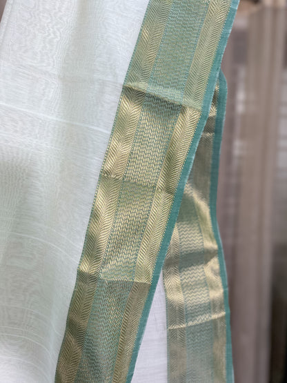 Mint Green Maheshwari Silk Cotton Saree