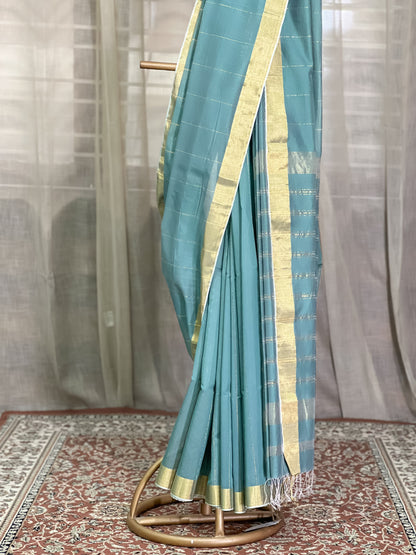 Green Maheshwari Silk Cotton Saree