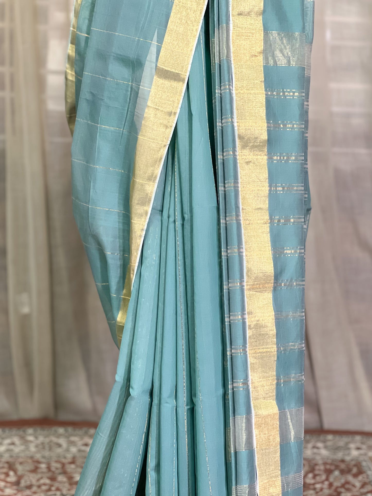 Green Maheshwari Silk Cotton Saree