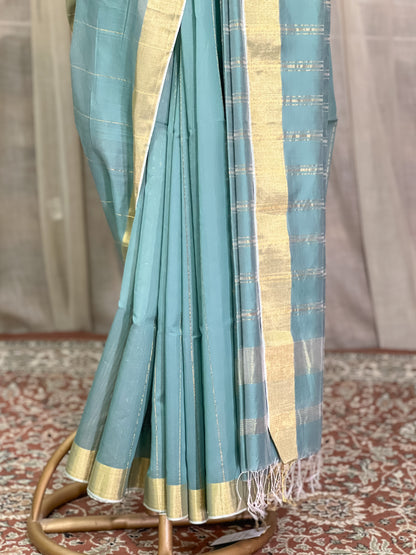 Green Maheshwari Silk Cotton Saree